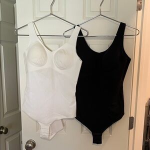 Honeylove Black and White Shapewear Bodysuit Set